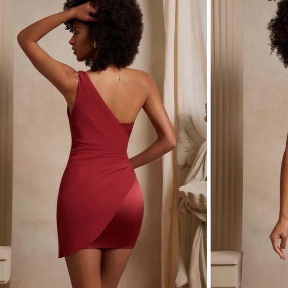 Oh Polly Red Draped Dress - Picture 2 of 3